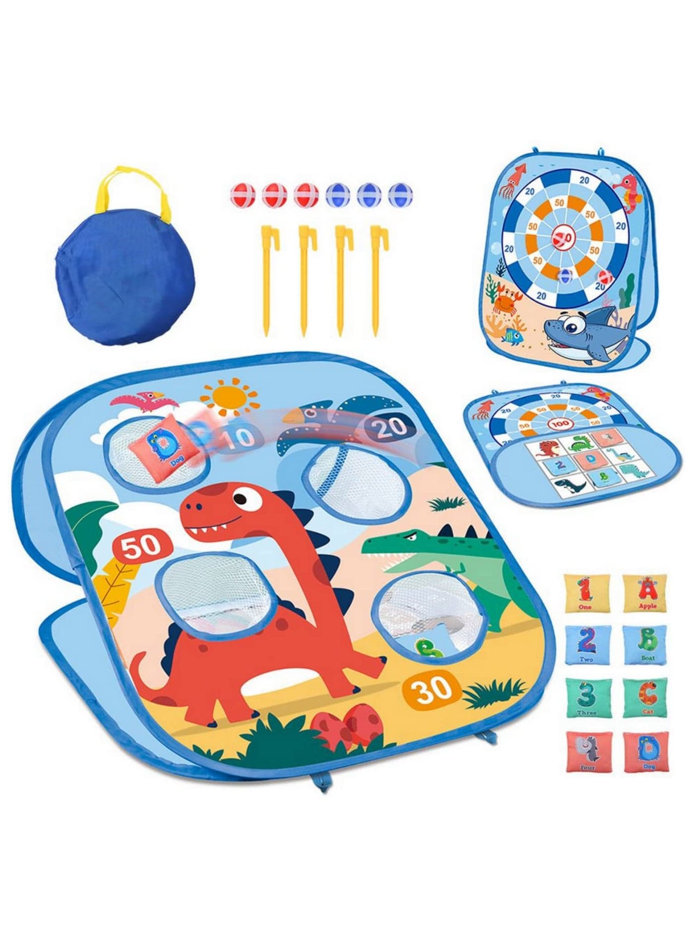 3 In 1 Bean Bags Toss Toys Game for Kids Dinosaur Animal Theme Interactive Sport Game Fun Gift Play Toys for Children Boys Girls Family Party Carnival Backyard Activities