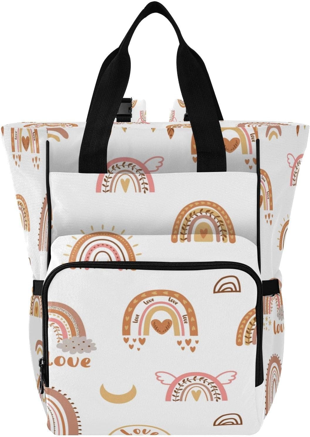 Boho Rainbow Diaper Bag Backpack Mommy Bag Multifunctional Diaper Backpack Travel Backpack Large Capacity