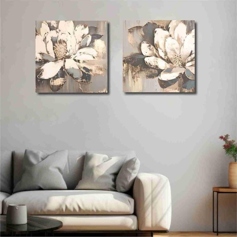 SAF paintings Wooden Framed Canvas Painting ||Set Of 2 Floral Theme Canvas Wall Art Painting for Home Décor Office||For Bedrom,Living Room Home wall and Office Interior CR-188