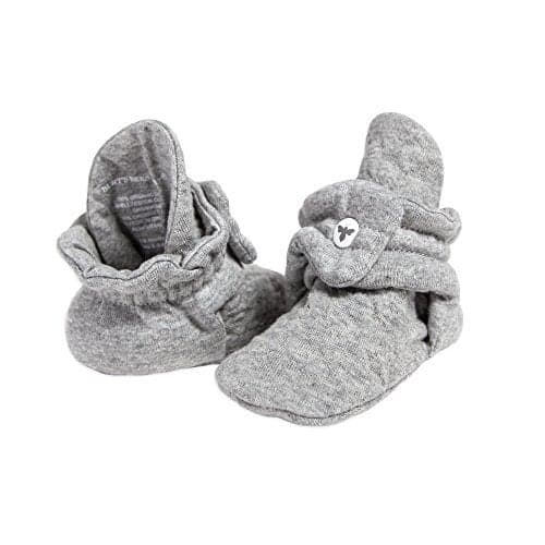 Burt's Bees Baby Baby Gender Neutral Color for Ages 0 to 9 Months Old Slipper Sock, Quilted Heather Grey, 3 6 Unisex Infant