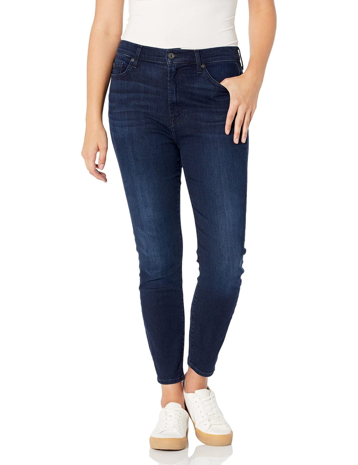 63 For All Mankind 7 for All Mankind Women's Skinny Dark Wash Jean Ankle Pant, Blue/Black Santorini, 32