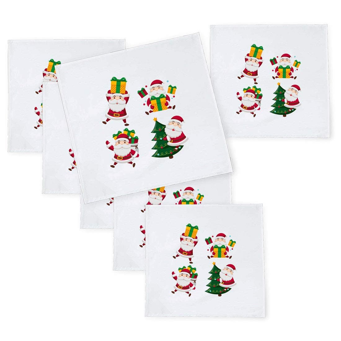 Khakee 6 Pcs Christmas Theme Tafta Silk Table Napkins 10x 10 for Xmas Decoration Christmas OrnamentsChristmas Gift npxmas176P