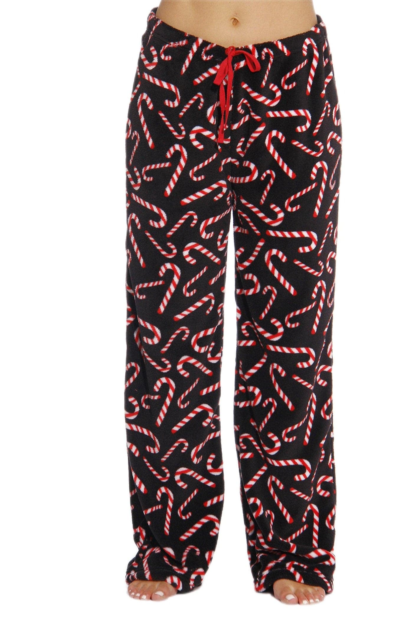 6339-10179-2X Just Love Women's Plush Pajama Pants - Petite to Plus Size Pajamas,Black - Candy Cane,2X Plus