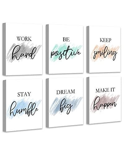 ๐๐ฟ๐๐ผ๐๐บ Motivational Wall Decor Inspirational Office Wall Art Quotes Wall Art for Living Room Encouraging Canvas Posters for Office Bedroom Sayings for Wall Decor - 8โ x10โ x6 PCS (๐๐ฟ๐ฎ๐บ๐ฒ๐ฑ)