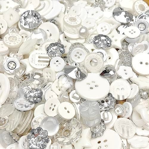 Chenkou Craft Random 100pcs Plastic Buttons Small DIY Sewing Craft Accessory White
