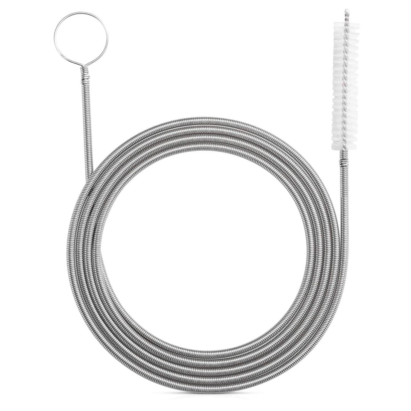RayTour ExtraThick Drain Brush with Stronger Spring 61Inch Stainless Steel and Nylon Pipe Cleaner for Flexible Curved Slim Holes Stronger Spring Version