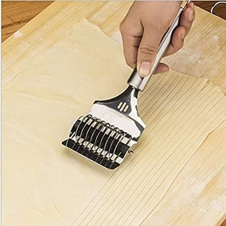 PUTHAK 16x7x3.1cm High Grade Stainless Steel Noodle Lattice Roller Docker Dough Cutter Pasta Spaghetti Maker for Kitchen Cooking Tools