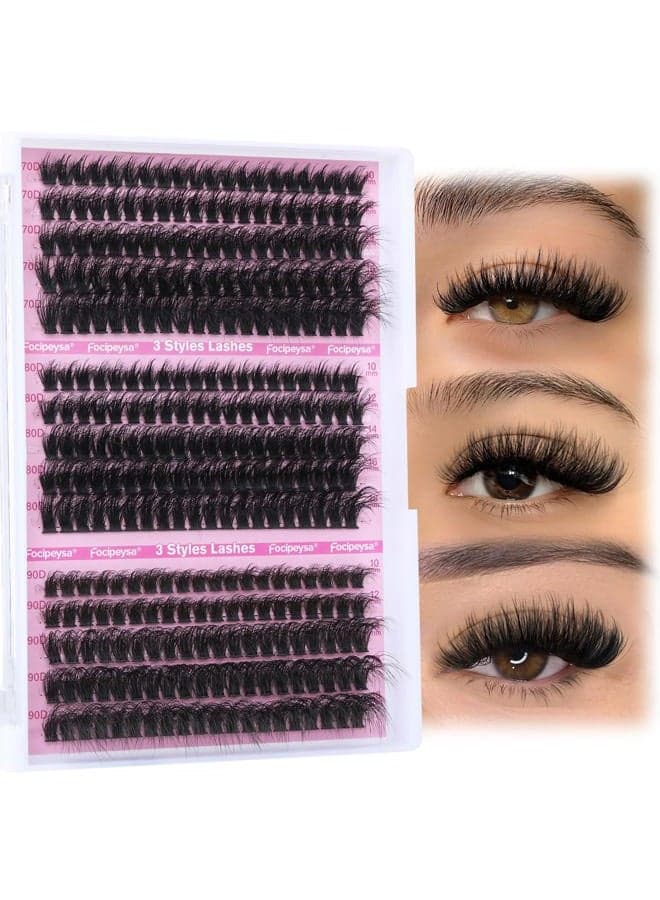 Fluffy Lash Extension Mink Thick Cluster Eyelash Extensions 10-18mm Lash Clusters Individual Lash Extensions DIY Clusters Lashes Extension at Home by Focipeysa (300pcs-70P+80P+90P 10-18mm)