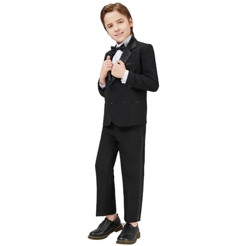 Luca Gabriel Toddler Boys' 5 Piece Classic Fit Formal Suit Bowtie Set - Size 12 Black