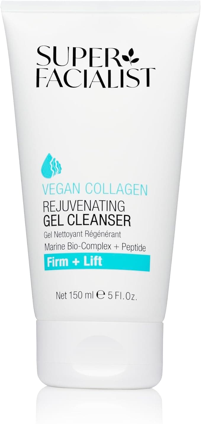 Super Facialist Vegan Collagen Rejuvenating Gel Cleanser Firming Smoothing Plumping Gentle Face Cleanser Face Care with Marine BioComplex Seaweed and Hyaluronic Acid 150ml