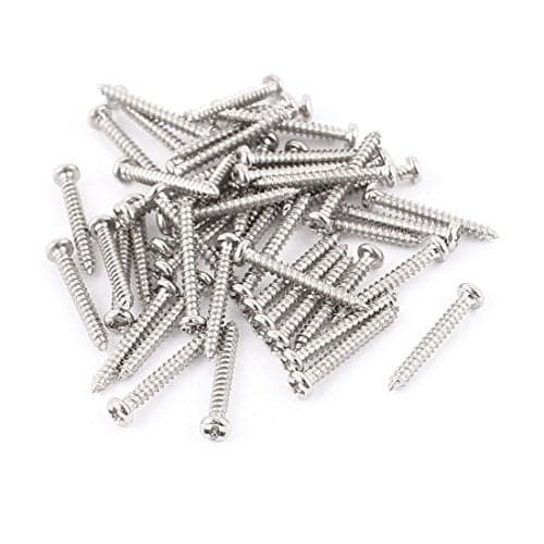 uxcell 50 Pcs M2 X 15mm Stainless Steel Phillips Round Head Self Tapping Screws Bolts