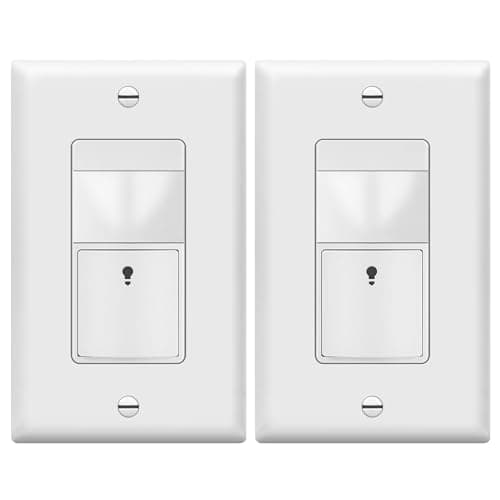 TOPGREENER PIR Motion Sensor Light Switch, Occupancy & Vacancy Motion Sensor Switch, Operable Without Ground Wire, No Neutral Wire, Single Pole, TDOS5-HL-W-2PCS, White