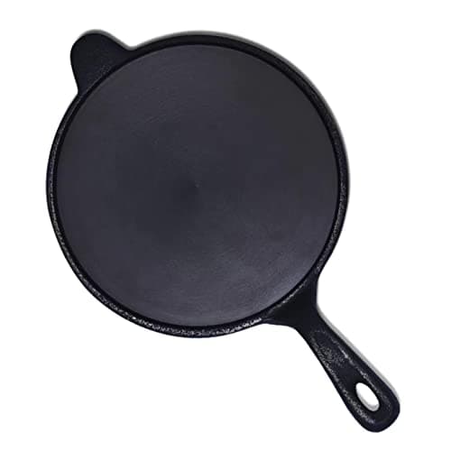 Nutreeware Pre-Seasoned Cast Iron Dosa Tawa - Double Handle (12 inch) - Naturally Non Stick by Edible Oil - Chemical-Free and Toxin Free Black- Ideal for Roti, Dosa and Indian Cooking.