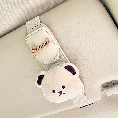 UINSUE Car Sunglasses Holder Clip with Sun Visor Multifunctional Storage for Glasses Bank Cards Receipts Magnetic Sun Visor Glasses Clip Sun Visor Eyewear Clamp Car Eyeglass Clip WhiteLittle Bear