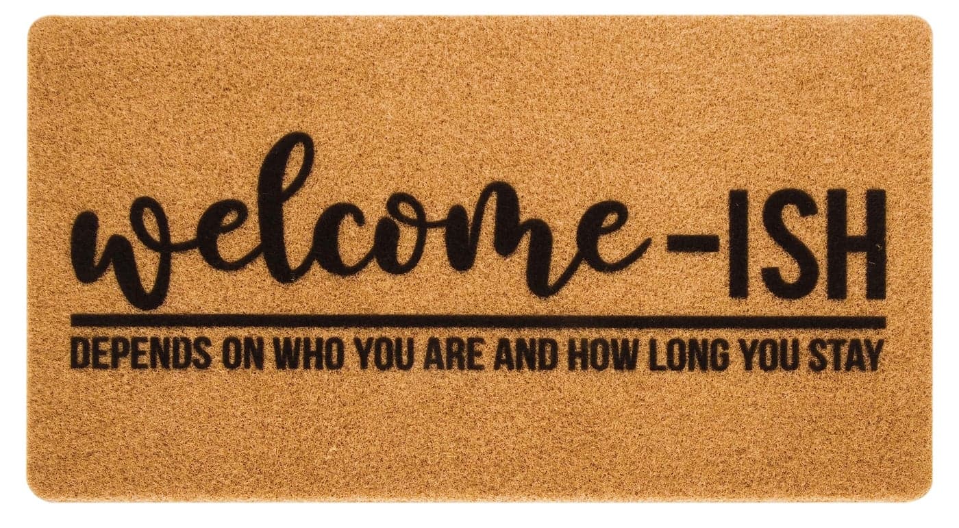WelcomeIsh Front Door Mat WelcomeIsh Depends Who You are Doormat Non Slip Backing Mat for Home Entry Farmhouse17x 29