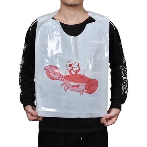 MGTECH 16 Pack 23 Inch Disposable Crab Bibs Thick Funny Plastic Seafood Bibs for Adults