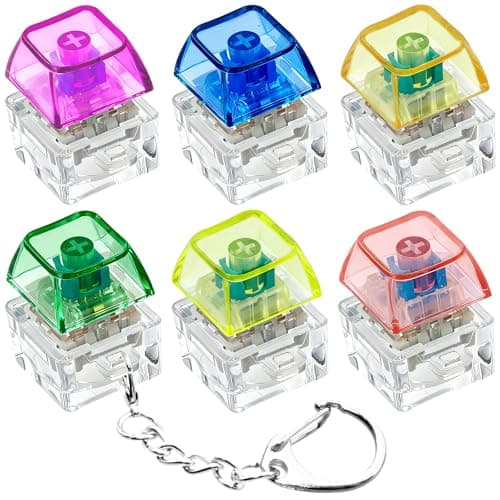 6 Pack Keyboard Fidget Toy Keyboard Fidget Keychain Keyboard Decompression Button Finger Clicker Toys Button Stress Relief Fidget Gifts for Adult to Relief Stress Mix Transparent