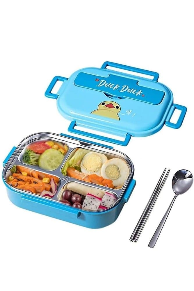 4-Compartment Bento Lunch Box – Leakproof Insulated Food Container for School, Office & Travel