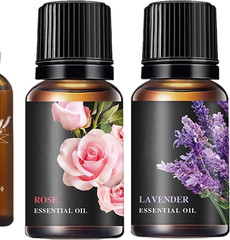 Rose Lavender Essential Oil Set Rose Fragance Oil Lavender Oil Set for Diffuser Massage Aromatherapy Bath Skin Care SoapCandles Making 2 x 10ml