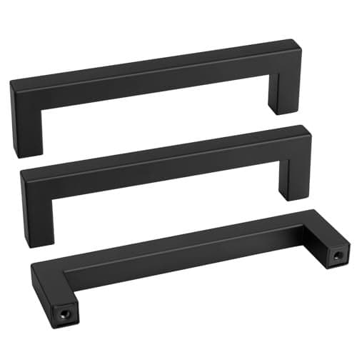 Goldenwarm 15 Pack 5 Inch Black Cabinet Handles Matte Black Drawer Pulls Stainless Steel Cabinets Hardware Square Bar Modern for Kitchen Bathroom Cupboard