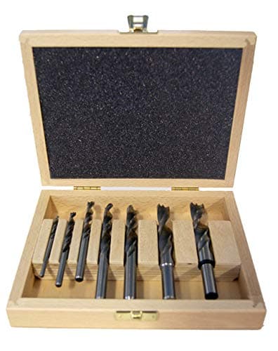Fisch Brad Point Drill Bit Set 7 Piece High Speed Steel Double Flute Wood Drill Bit Set 18 to 12 FSF320814 Made in Austria