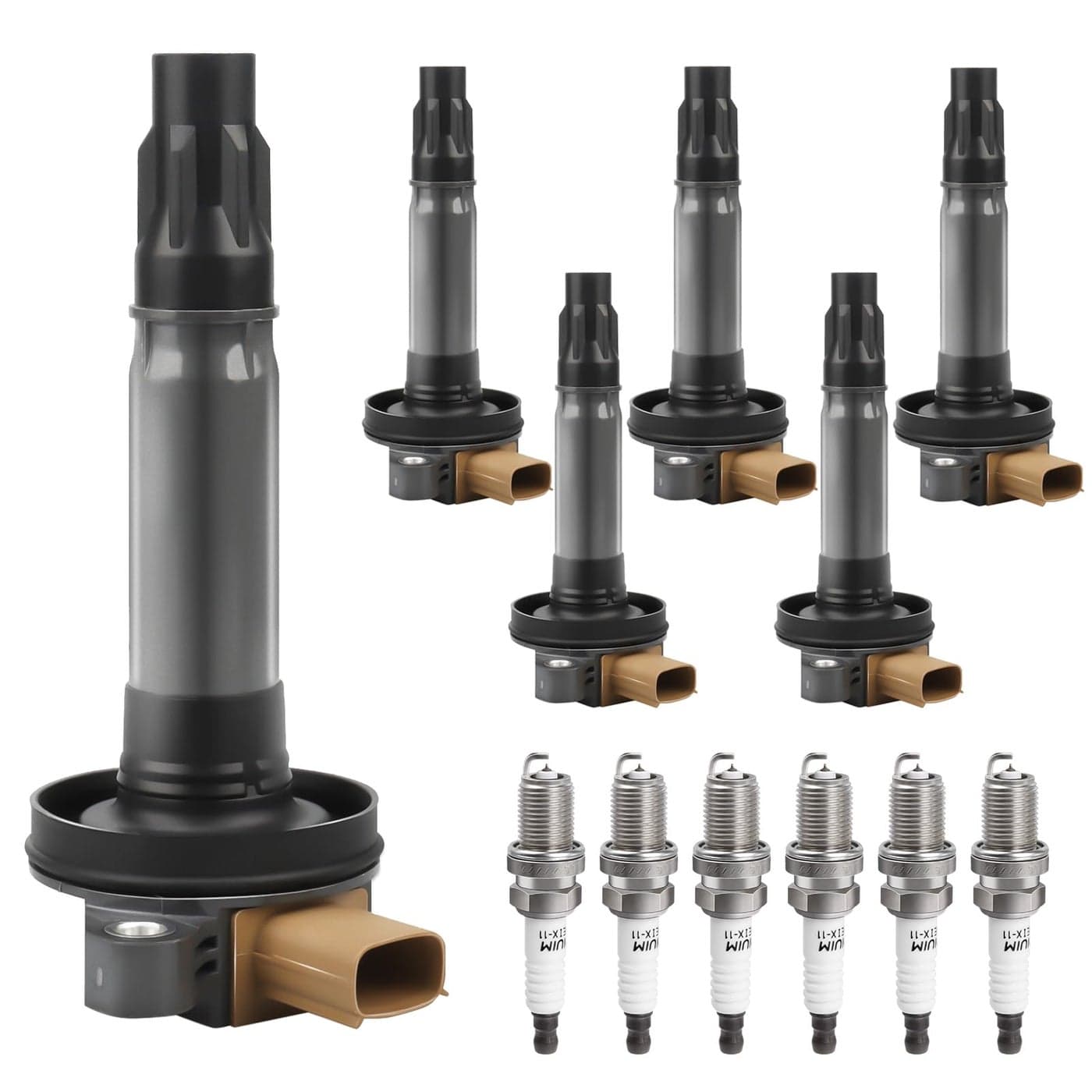 Ignition Coil Pack Spark Plugs Replacement for 35 V6 Turbo 2011 2012 2013 2014 2015 2016 2017 Ford F150 Ecoboost Expedition Explorer Flex Taurus Transit Lincoln MKS MKT Navigator UF646 Set of 6