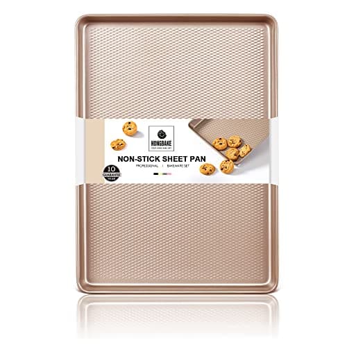 Quarter Sheet Baking Pan Nonstick HONGBAKE Commercial Cookie Sheet for Baking with Diamond Texture Surface 57 Thicker Carbon Steel 9 x 13 Baking pan