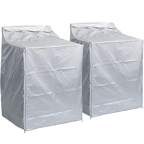 BlueStars 2PCS Washer and Dryer Covers For Topload and Frontload Machines Premium Outdoor Protection For Most Dryer Washer Cover W29x D28x H43 Silver