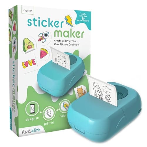 Sticker Maker by Hello Blink Mini Stickers and Photo Printer Small Portable Bluetooth Thermal Printer Sticker Machine for Kids Gifts Aged 8 iPhone Android Compatible