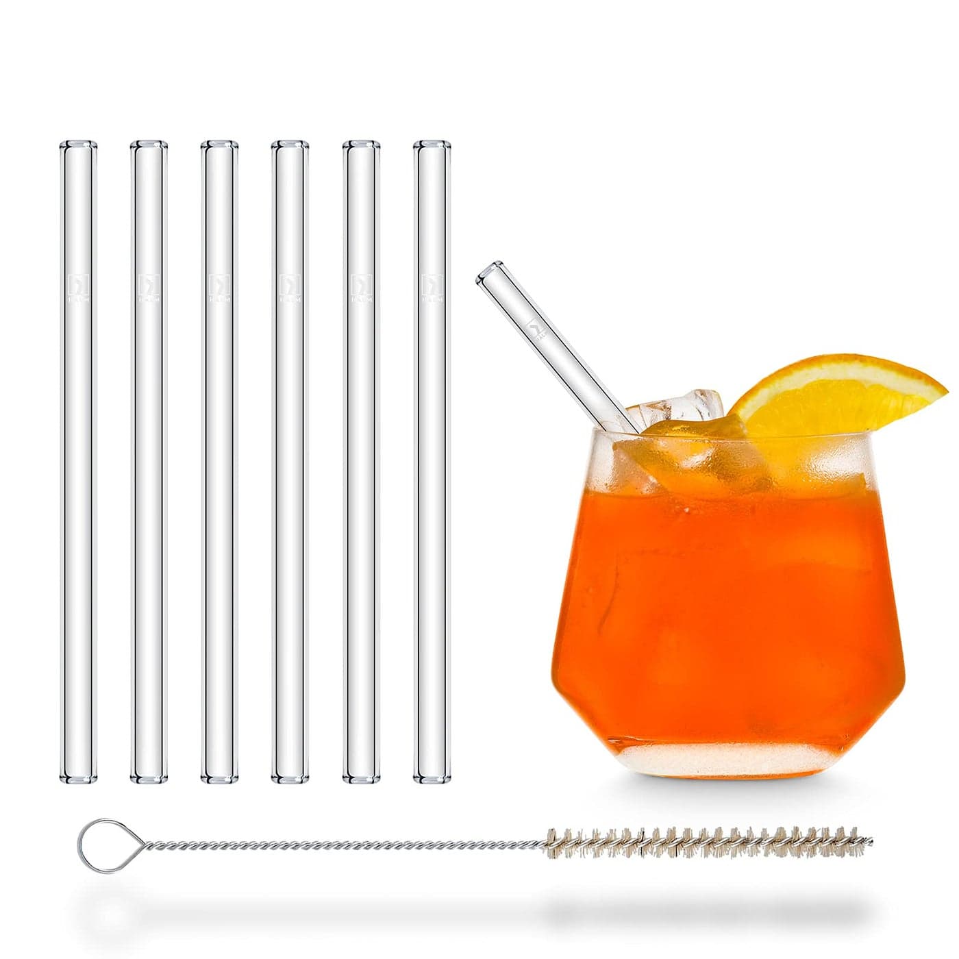 HALM Glass Straws 6 Reusable 6 inch clear Drinking Straws short PlasticFree Cleaning Brush Made in Germany Dishwasher Safe EcoFriendly Perfect for Tumbler