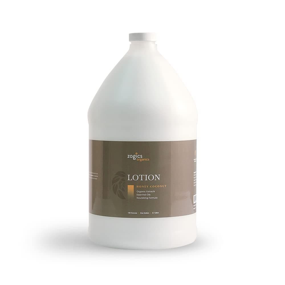 Zogics Organics Body Lotion Hydrating Body Lotion for Women and Men Moisturizing Formula Made with Essential Oils Great for Refillable Lotion Honey Coconut Scent 1 Gallon