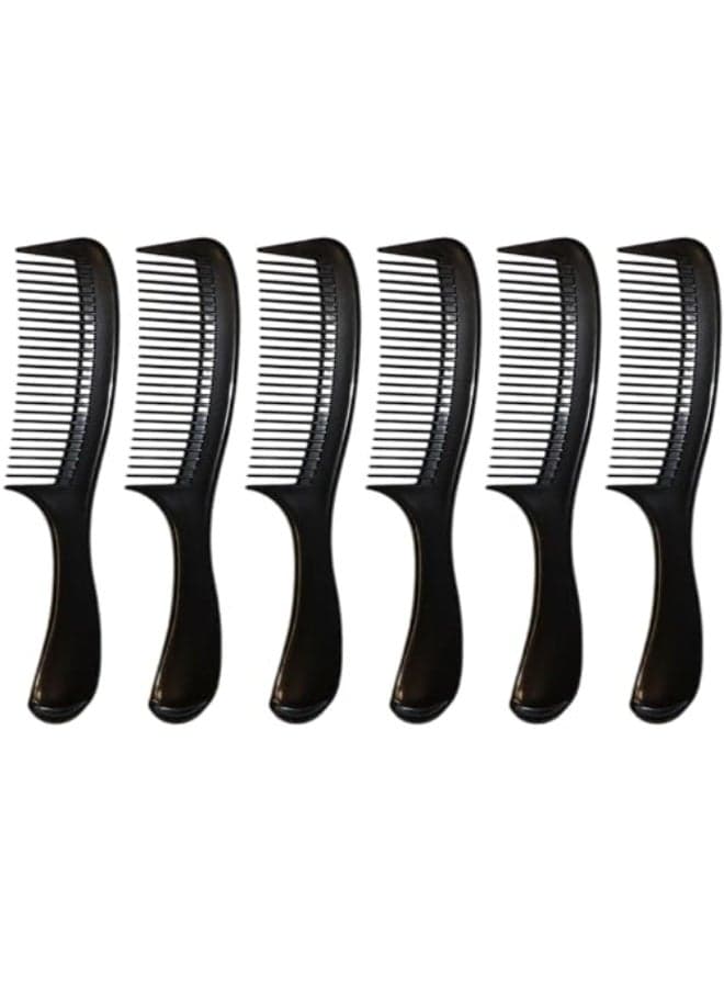 Large Wide Tooth 8 12Inch Long Comb for Detangling Dry or Wet Hair with Round Handle for Men Women and Kids Curly Wavy Straight Long Hair Black Pack of 6
