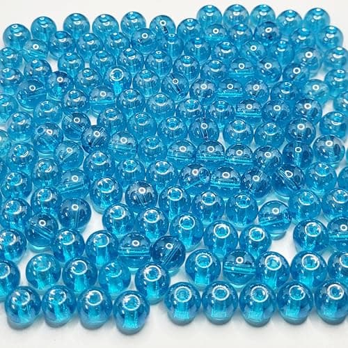 INDIKONB 8mm Lustre Polished Glass Pearl Beads for Jewellery & Bracelet Making | Multicolour Moti Beads Bulk Wholesale Pack (Sea Blue)