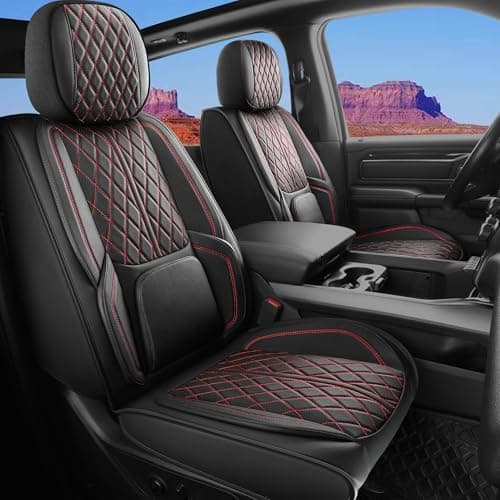 DuDuWang Car Seat Cover Custom Fit for Dodge Ram 1500 2500 3500 20022026 Faux Leather Seat Cover Set Compatible with Crew Quad Regular Cab Pickup Truck Cushions Black Blue Front Seat