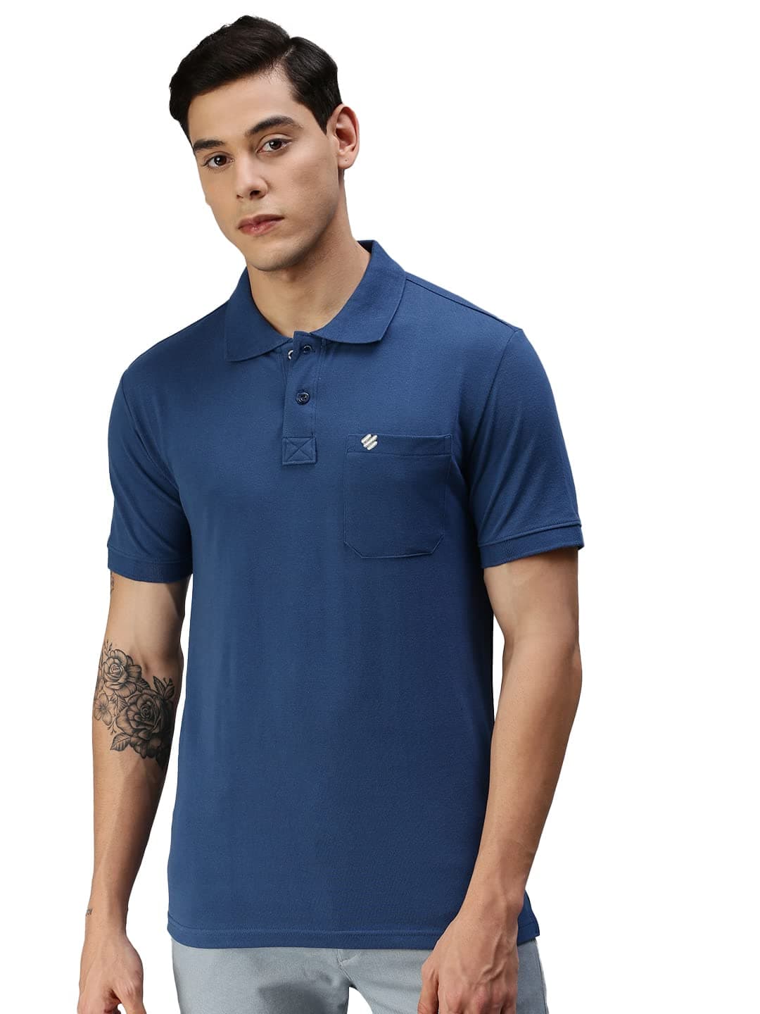 ONN Men's Azure Half Sleeves Polo Collar T-Shirt with Pocket(Size : 3X-Large)