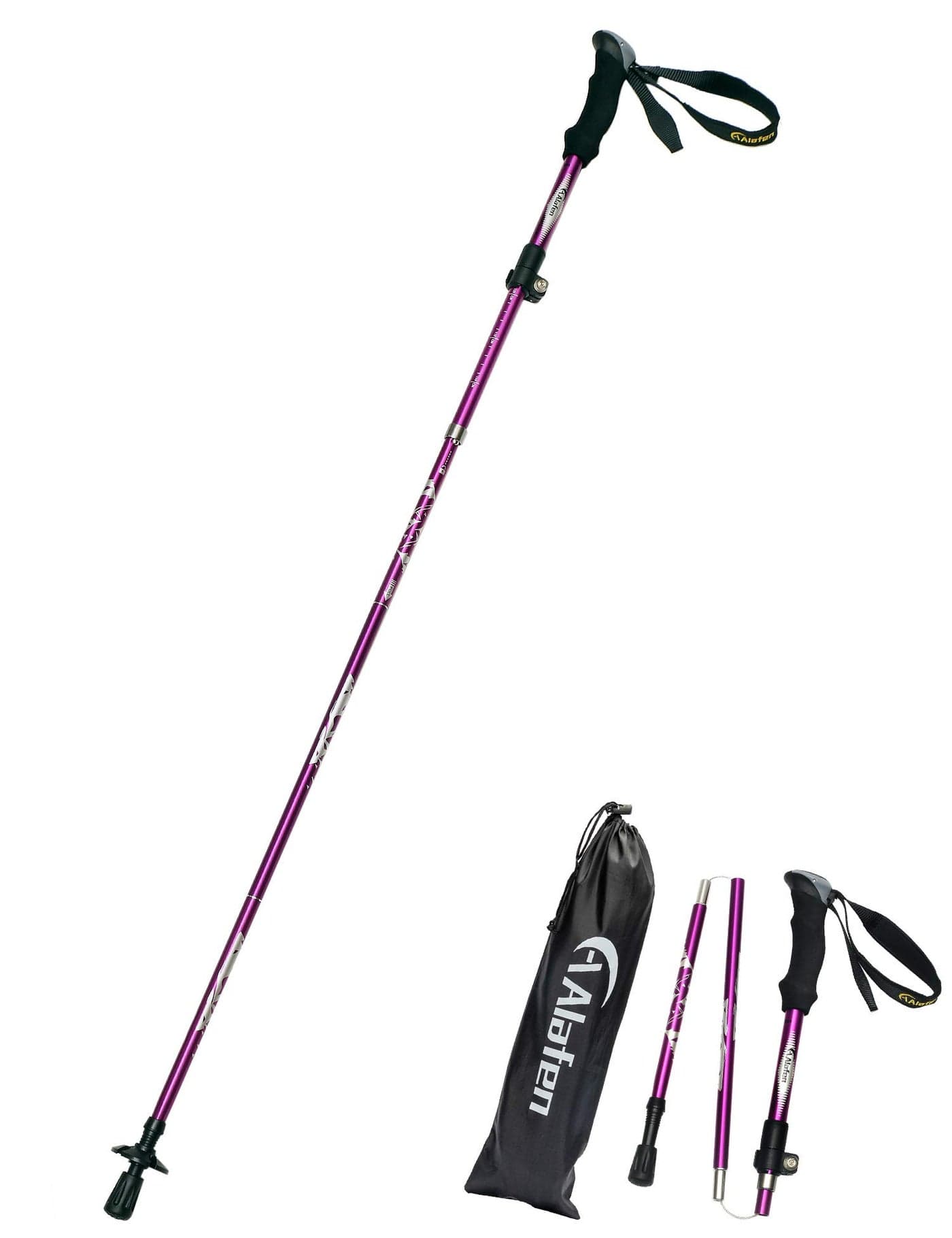 A ALAFEN Aluminum Collapsible Ultralight Travel Trekking Hiking Pole for Men and Women Fits 53 62
