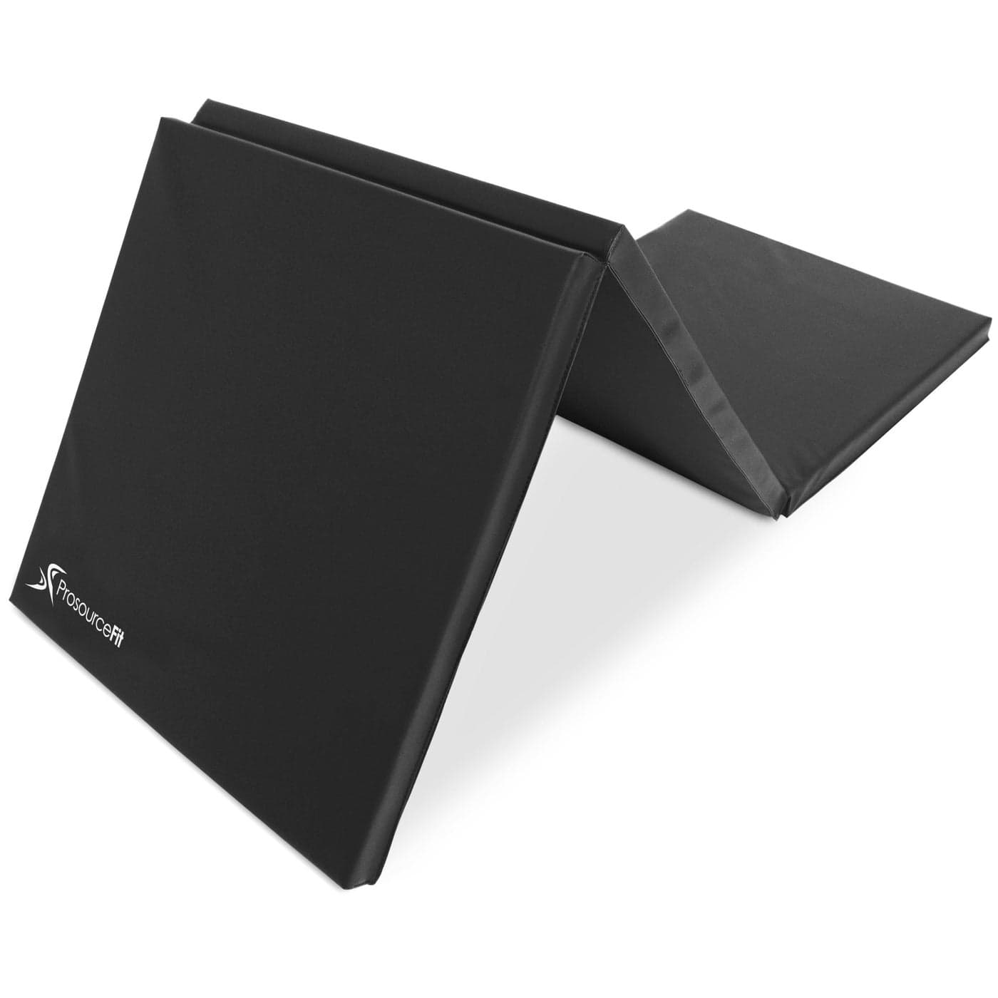 ProsourceFit TriFold Folding Thick Exercise Mat 6x2 with Carrying Handles for MMA Gymnastics Core Workouts Black