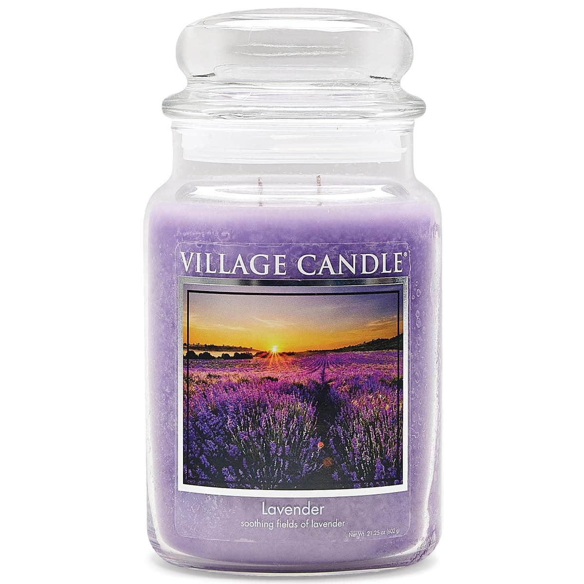 Village Candle Lavender Large Glass Apothecary Jar Scented Candle 2125 oz Purple