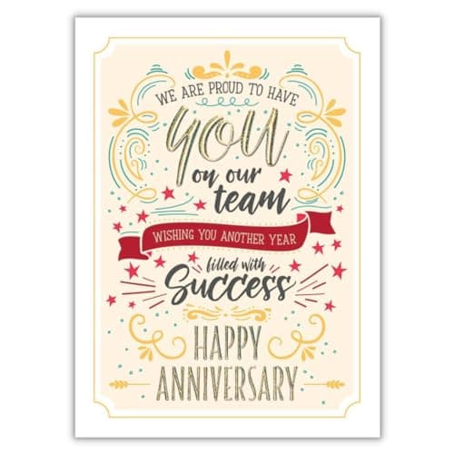 25 Employee Anniversary Cards Modern Typographic Design 26 White Envelopes FSC Mix