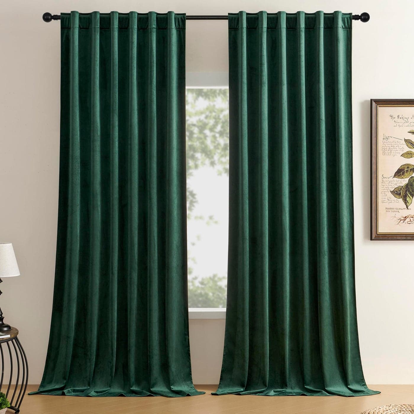 Timeper Green Velvet Curtains 90 inches 2 Panels Blackout Curtains for Bedroom Living Room Thermal Insulated Luxury Super Soft Window DrapesBack Tab Rod PocketW52 x L90 inches