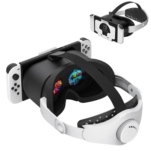GAEKOL VR Headset with Elite Strap for Nintendo Switch & OLED, 3D VR Glasses with Adjustable Lens & Lightweight Headset Strap for Switch Labo VR