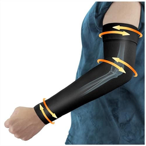 Hiball Lymphedema Medical Compression Arm Sleeve for Men Women 2030 mmHg Graduated Compression Full Arm Support with Silicone Band Long Circulation Pressure Arm Brace for Arthritis Bursitis Edema
