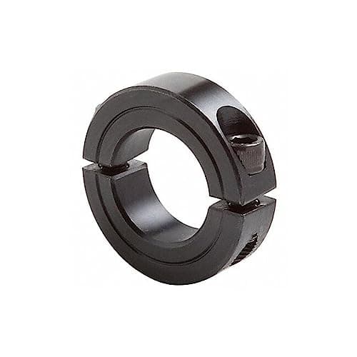 Climax Metal 2C-075 Steel Two-Piece Clamping Collar, Black Oxide Plating, 3/4" Bore Size, 1-1/2" OD, With 1/4-28 x 5/8 Set Screw