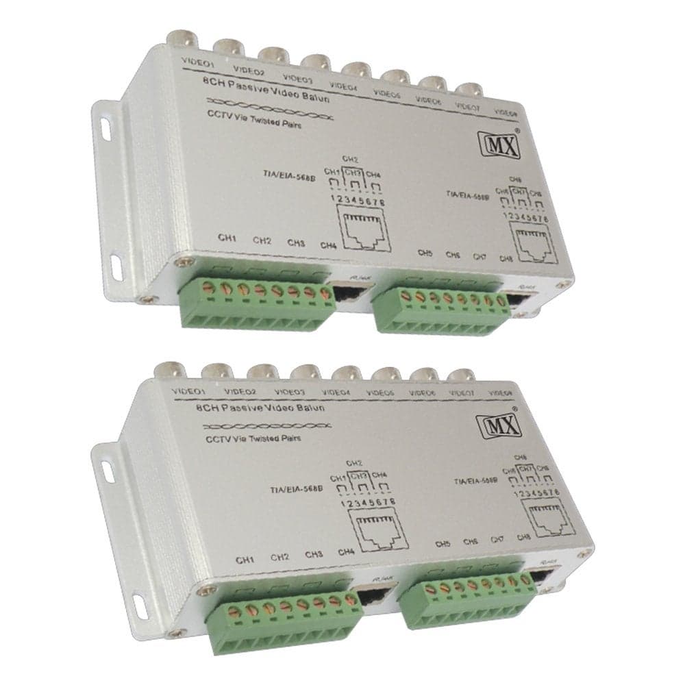 MX 2 Pcs Passive Video Balun AntiInterference UTP for 8 CCTV Cameras 8 Channel Transmitter and Receiver Coax to Security Camera