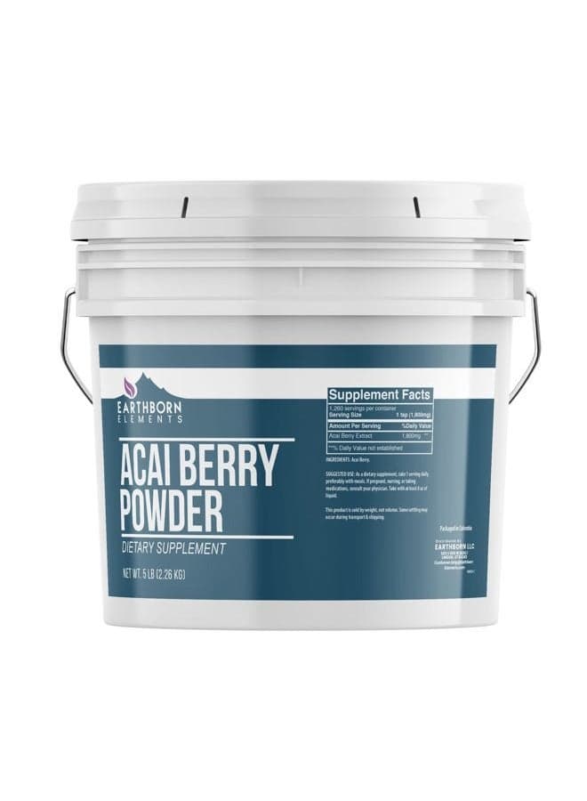 Acai Berry Powder, 1 Gallon Bucket, Gluten-Free, Antioxidant-Rich Superfood, Essential Amino & Omega Fatty Acids, Resealable BPA-Free Bucket