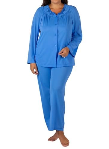 Shadowline Women's Petals Long Sleeve Pajama, Sapphire, 34