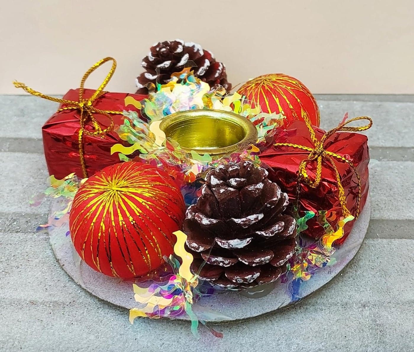 Partunay Set of 2 Pcs Christmas Xmas Decoration Tealight Candle Holder Christmas Xmas Decoration Item
