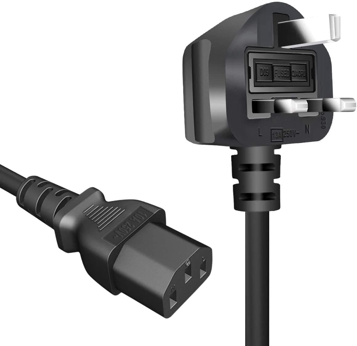 FEDUS 1.8M Standard UK Power Cable Cord for Desktop PC with Fuse, 3 Pin IEC C13 Plug Power Supply Cable for, Work Station AC PC Cord Computer Power Lead, TV, Monitor Printer & SMPS Kettle Lead