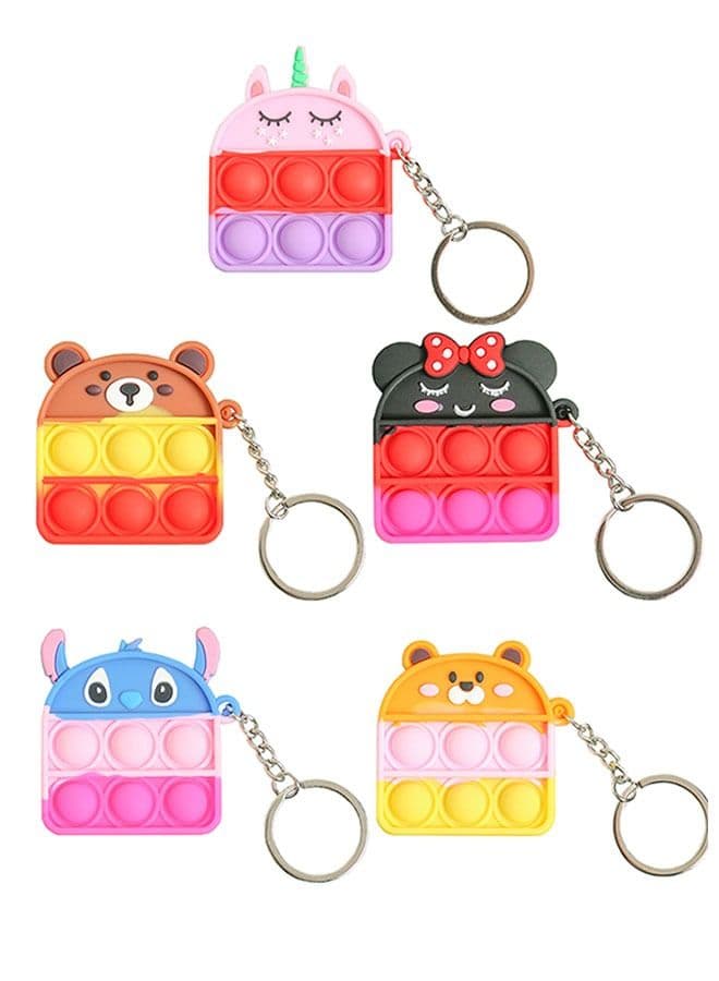 5 Pieces Mini Cartoon Pendant Toy Keychain for Stress Relief, Anti-Anxiety