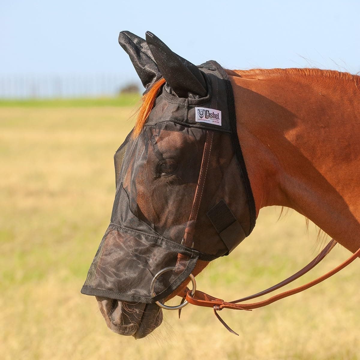 Cashel Quiet Ride Horse Fly Mask with Long Nose and Ears Black Horse